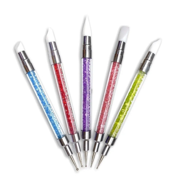 Set De 5 Pinceles Dobles Con Punta De Silicona Y Puntero