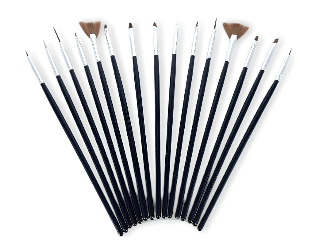 Set De 15 Pinceles Para Nail Art / Pinceles Para Diseño
