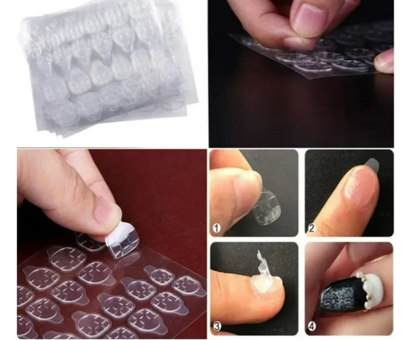 12 Set De Uñas Press On - Degrade Glitter Con Adhesivos