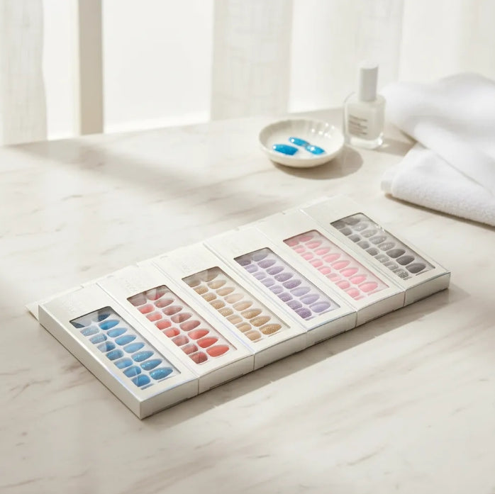 Pack 12 Set Uñas Postizas Con Pegamento En Sticker - 24 Pcs