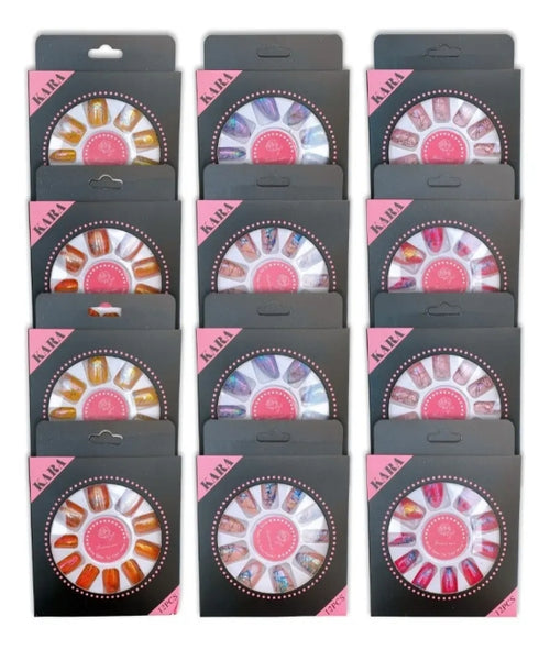 12 Set De Uñas Postizas Kara Efecto Spider