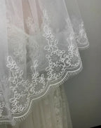 Velo Corto De Novia Blanco Encaje Doble Capa Con Peineta