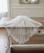 Velo Corto De Novia Blanco Flor Doble Capa Con Peineta