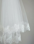 Velo Corto De Novia Blanco Flor Doble Capa Con Peineta