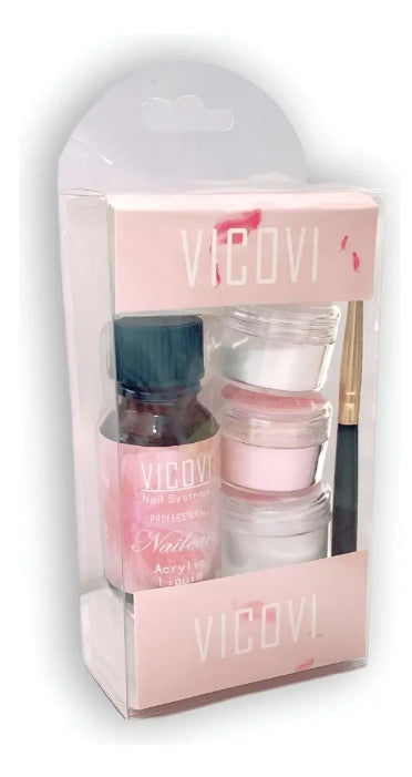 Kit Para Uñas Acrílicas 3 Polímeros Monómero Y Pincel