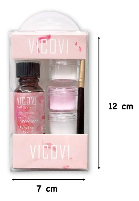 Kit Para Uñas Acrílicas 3 Polímeros Monómero Y Pincel
