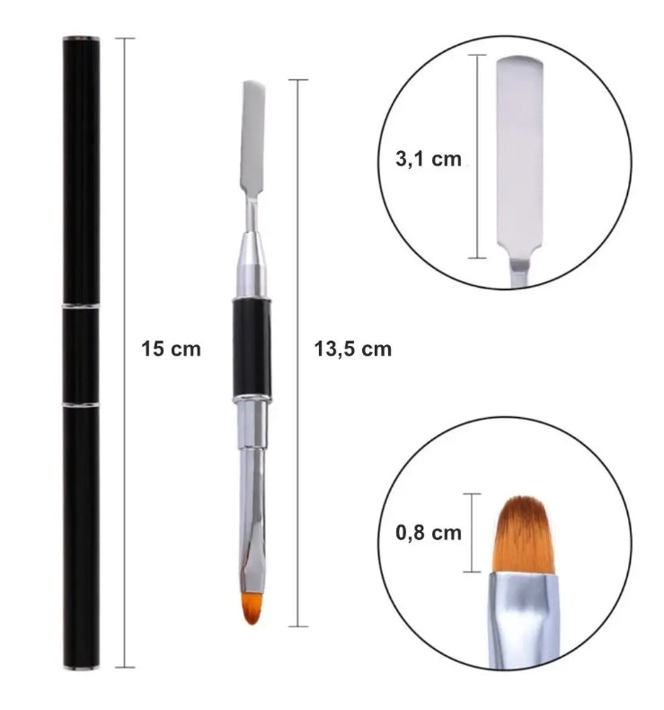 Pincel Doble Para Polygel Con Tapa, Pincel Y Espátula