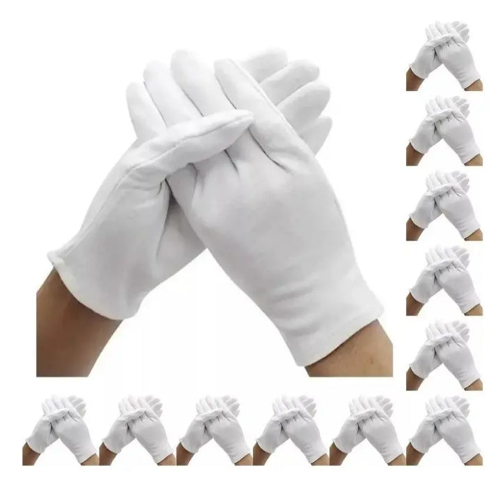 Guantes Blancos Algodon 12 Pares