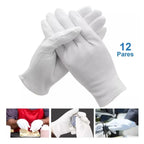 Guantes Blancos Algodon 12 Pares