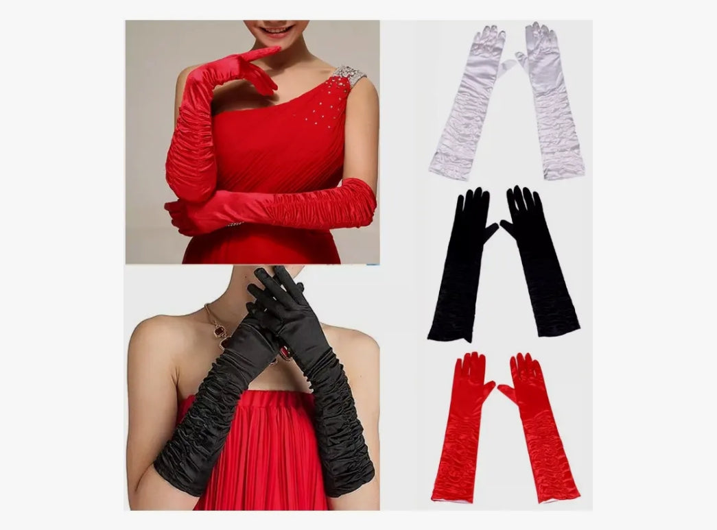 Guantes Largos De Satin Accesorio Disfraz Boda