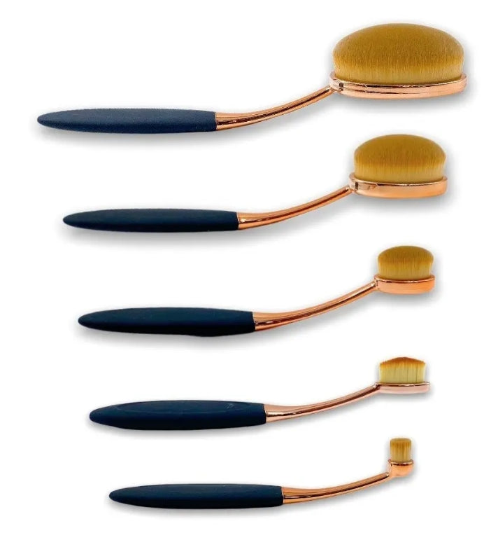 Set De 5 Brochas Ovales Tipo Cepillo Para Maquillaje