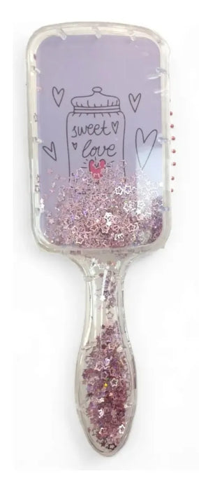 Set De 4 Cepillos Cabello Rectangular Con Glitter