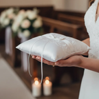Cojín Para Argollas De Satín Y Encaje Para Bodas, Matrimonio