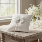Cojín Para Argollas De Satín Y Encaje Para Bodas, Matrimonio - Lazo