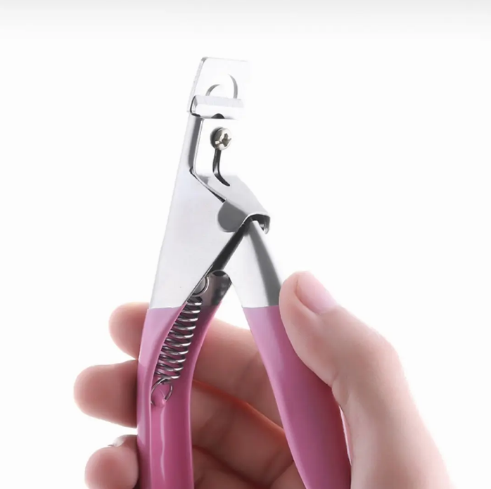 Corta Uñas Postizas, Corta Tips De Acero Kr Rosado
