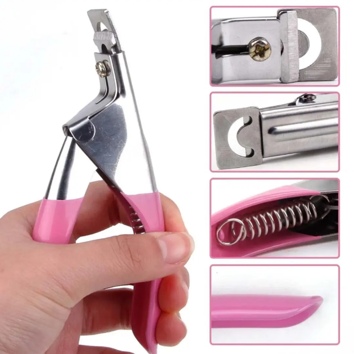 Corta Uñas Postizas, Corta Tips De Acero Kr Rosado