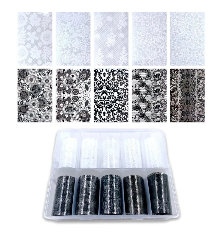 Papel Foil Decorativo Para Uñas Diseño Encajes