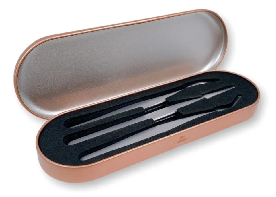 Set De Tres Pinzas Para Extensiones De Pestañas En Estuche