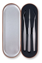 Set De Tres Pinzas Para Extensiones De Pestañas En Estuche