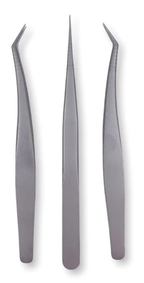 Set De Tres Pinzas Para Extensiones De Pestañas En Estuche