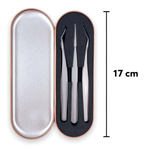 Set De Tres Pinzas Para Extensiones De Pestañas En Estuche