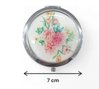 3 Espejos Metalico De Cartera Con Aumento Un Lado - Flor