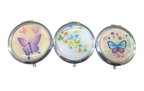3 Espejos Metalico De Cartera Con Aumento Un Lado - Mariposa