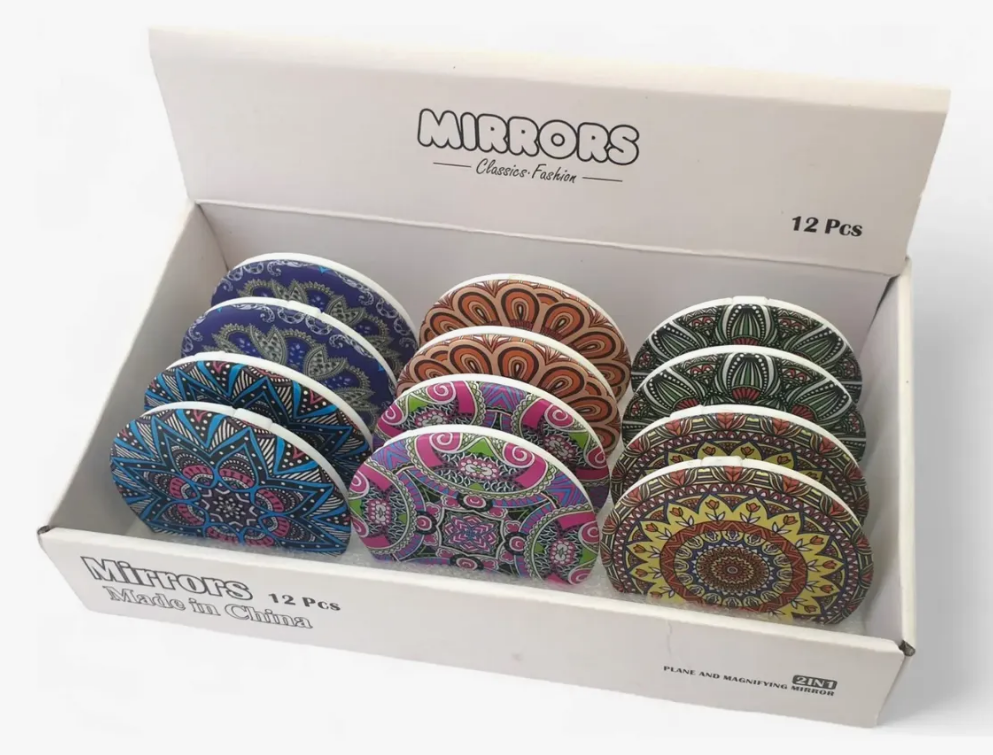12 Espejo Doble Diseño Para Cartera En Caja - Mandala
