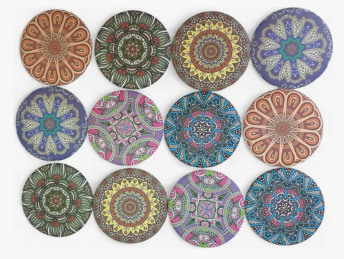 12 Espejo Doble Diseño Para Cartera En Caja - Mandala