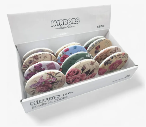 12 Espejo Doble Diseño Para Cartera En Caja - Flor2