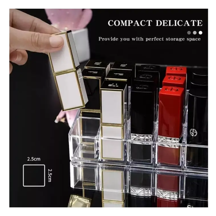 Cosmetiquero Acrilico Caja Maquillaje Organizador 24 Labial