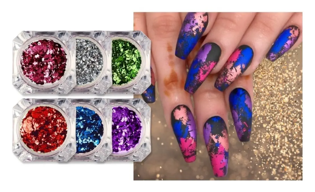 Set Flakes De Colores Para Uñas - Papel Flake - Nail Art