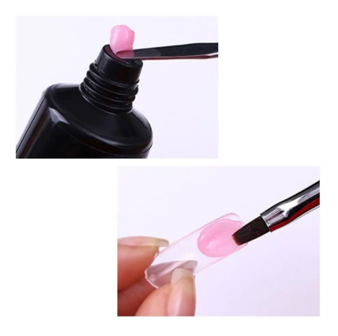 Pincel Doble Para Polygel Con Tapa, Pincel Y Espátula