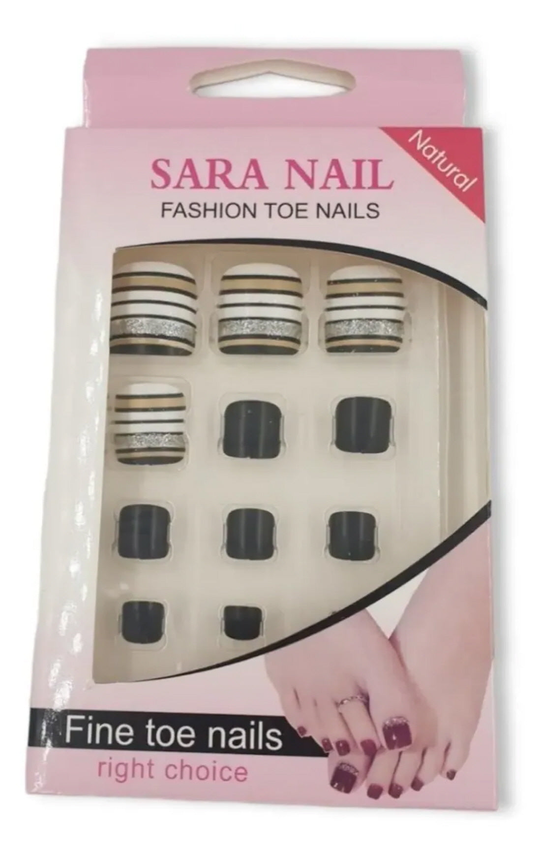 Kit Uñas Postizas Diseño Para Pies Pack De 12 Kits