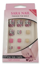 Kit Uñas Postizas Diseño Para Pies Pack De 12 Kits
