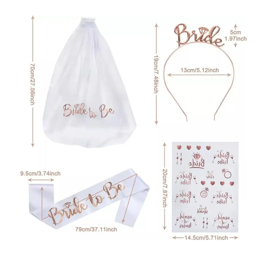 Pack Cotillon Novia Bride Despedida De Soltera Velo