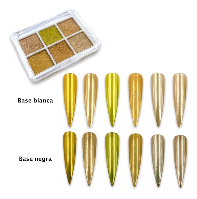 Paleta De 6 Colores De Efecto Espejo Sólido Para Uñas
