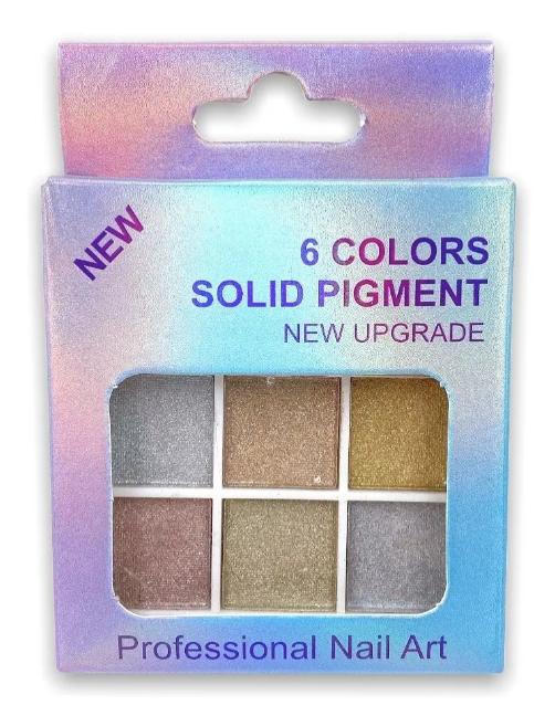 Paleta De 6 Colores De Efecto Espejo Sólido Para Uñas