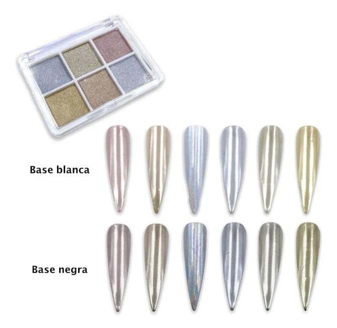 Paleta De 6 Colores De Efecto Espejo Sólido Para Uñas