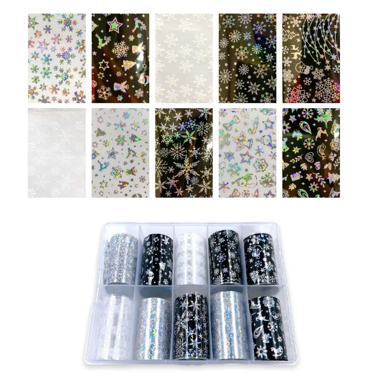 Papel Foil Decorativo Para Uñas Diseños Navideños