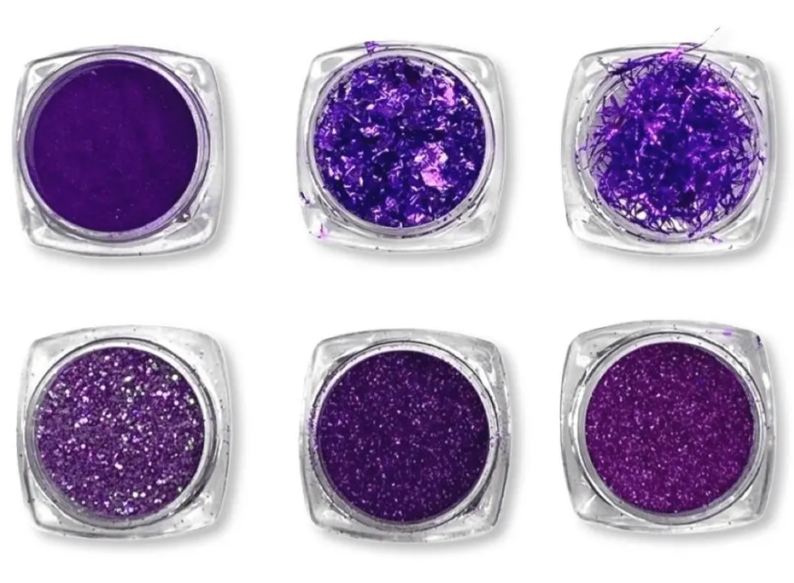 Set Nail Art Decoración De Uñas - Efectos + Flakes + Glitter