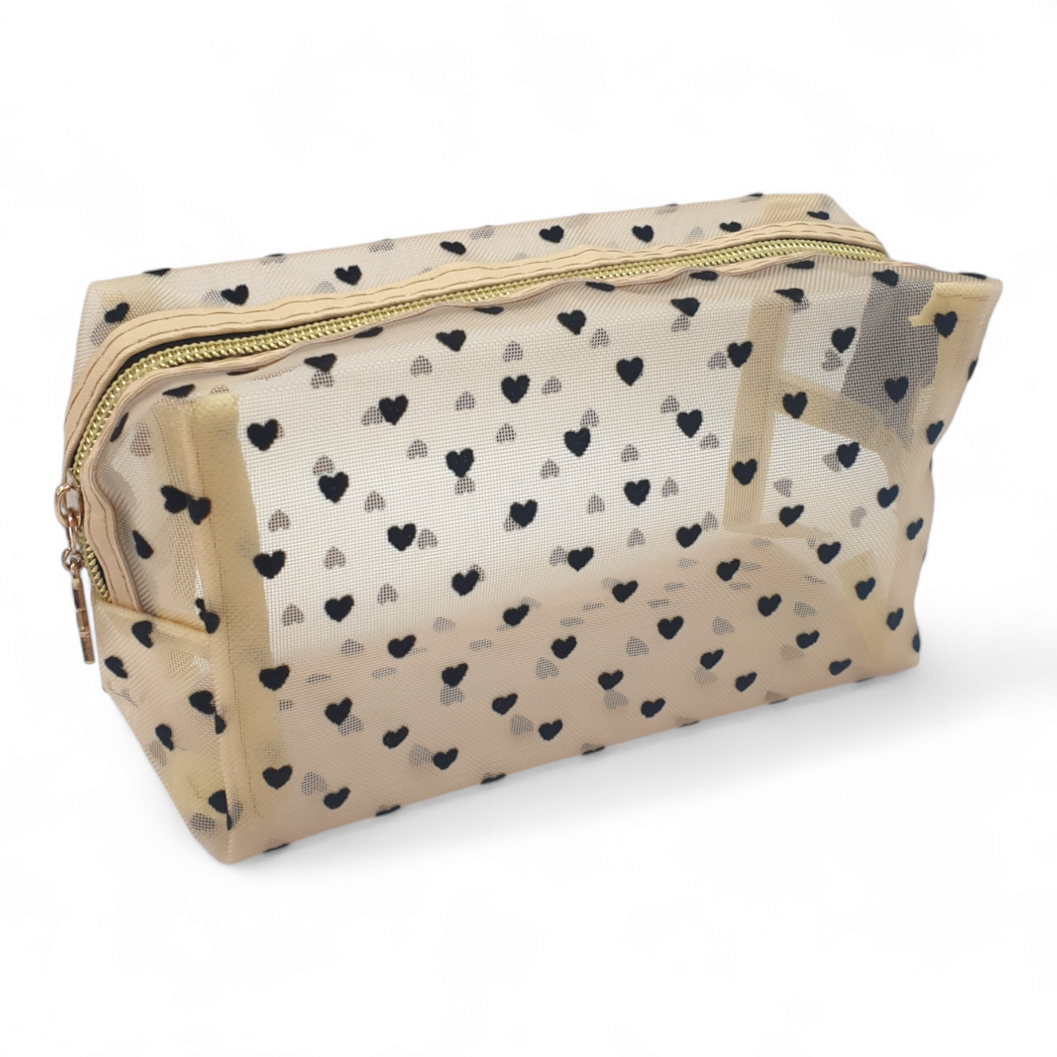 Cosmetiquero De Malla Con Estampado De Corazón