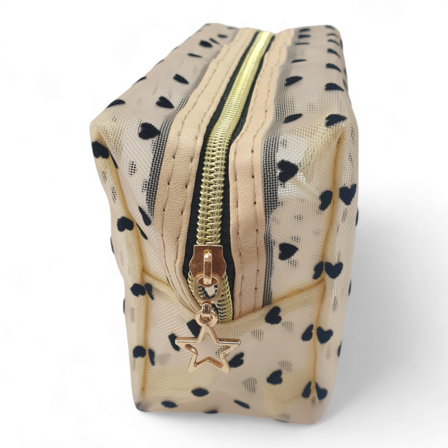 Cosmetiquero De Malla Con Estampado De Corazón