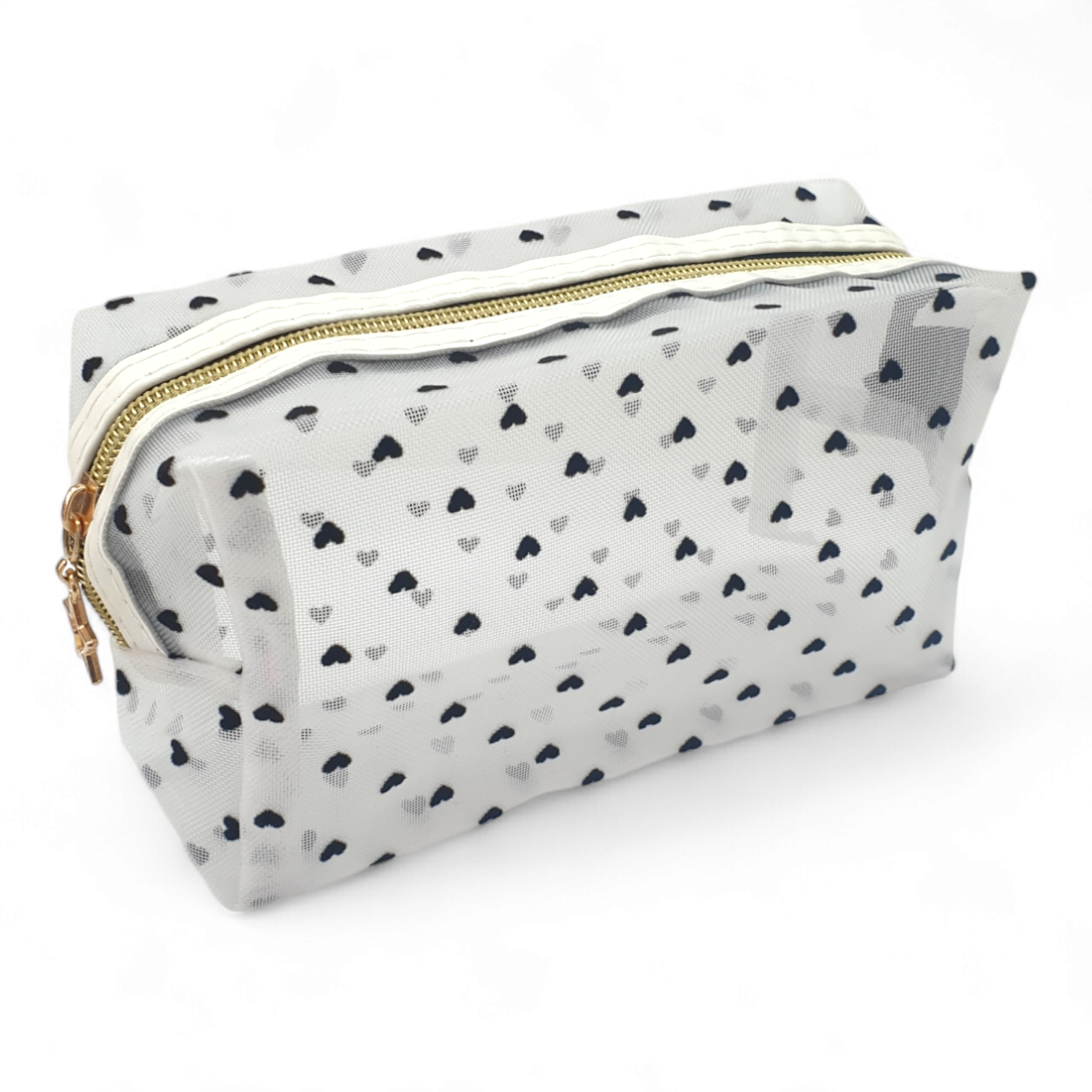 Cosmetiquero De Malla Con Estampado De Corazón