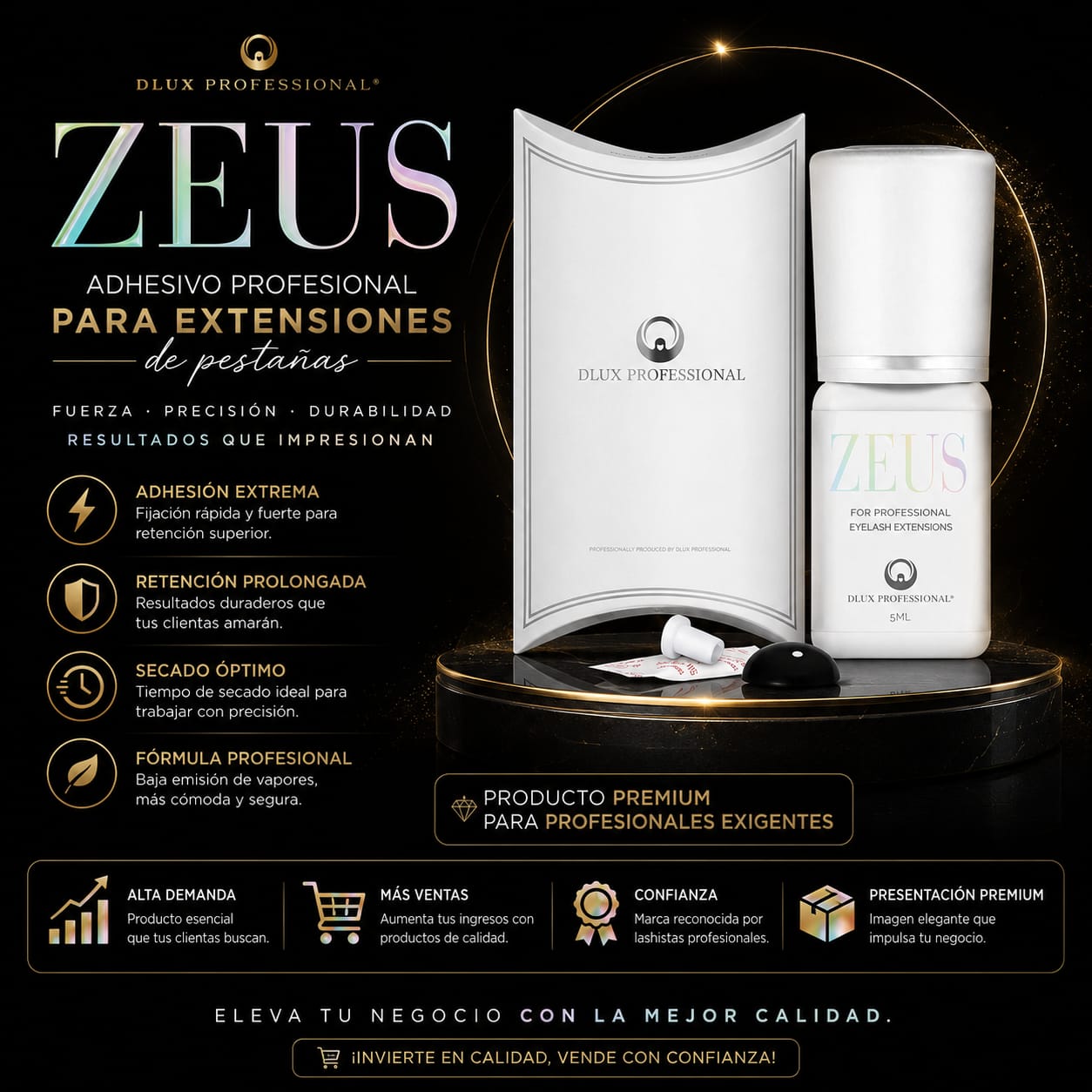 Pegamento Zeus Dlux Professional Extensiones De Pestañas 5 ml